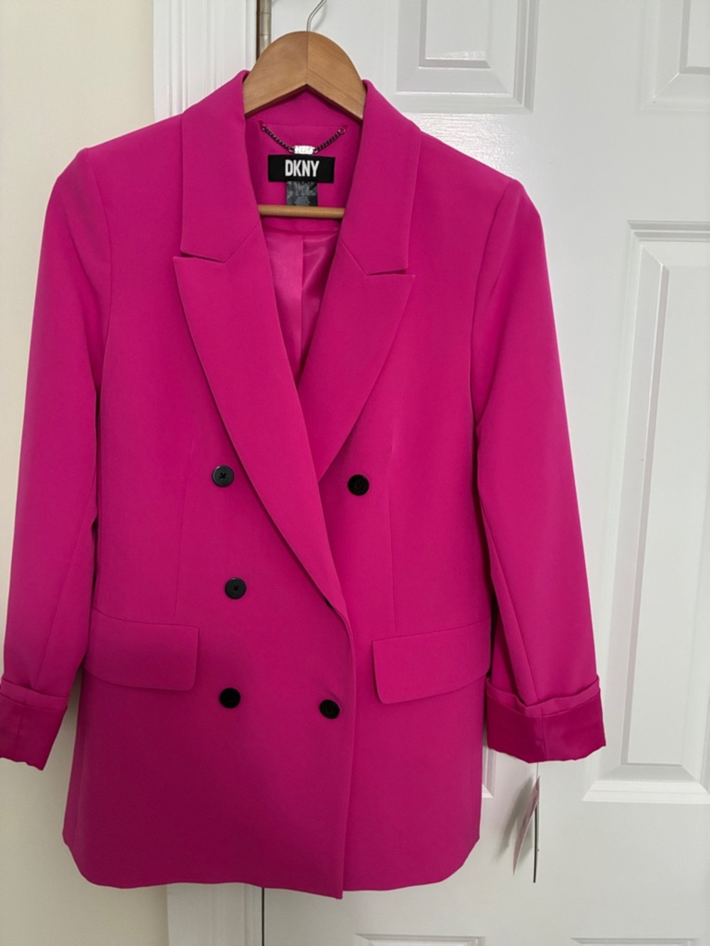 DKNY Double-Breasted Fuchsia Blazer